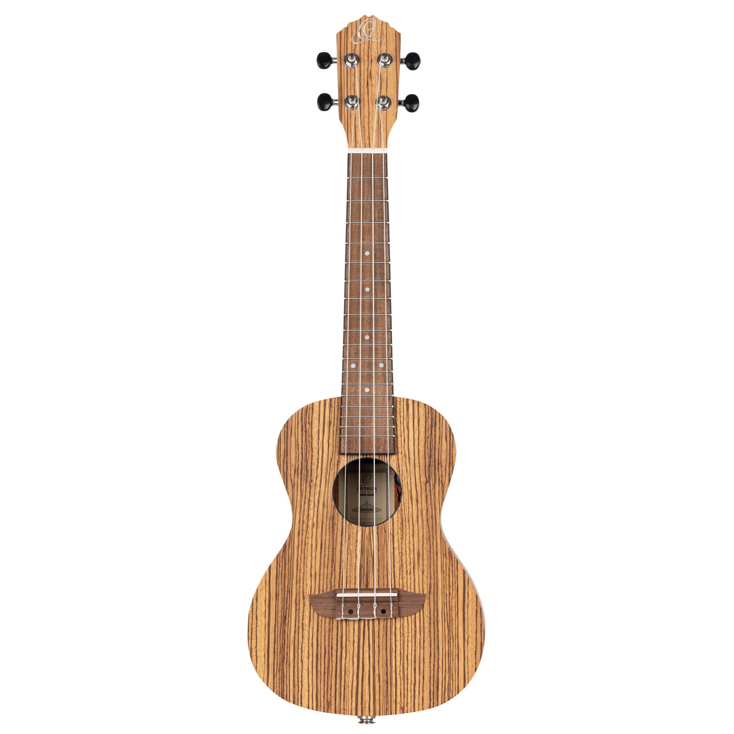 ORTEGA Timber Serie Konzert Preamp Ukulele 4 String Lefty - Zebrawood Natural + Bag