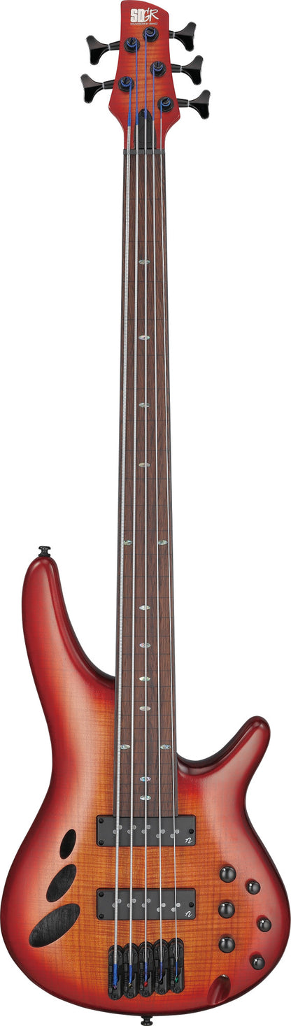IBANEZ Bass Workshop SR Electric Bass 5-String Fretless - Brown Topaz Burst Low Gloss
