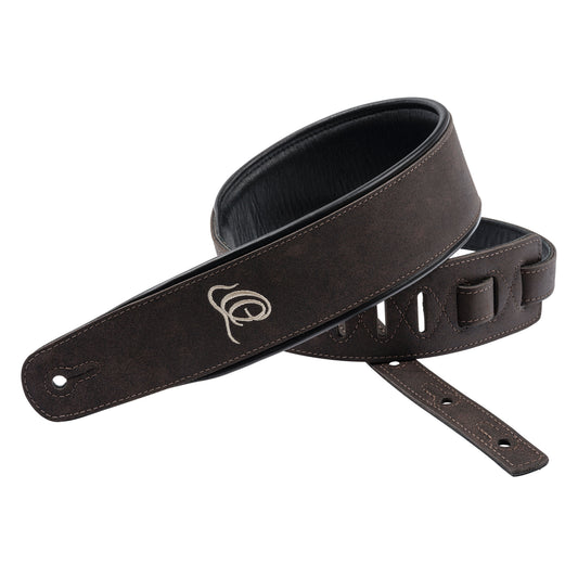 ORTEGA Genuine-Leather Guitar-Strap - Deep Forest Brown