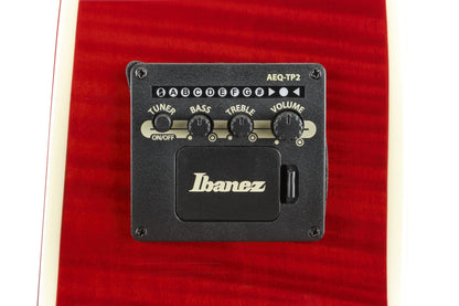 IBANEZ AE Akustikgitarre 6-String - Natural High Gloss Decke, Transparent Red High Gloss Zargen & Boden