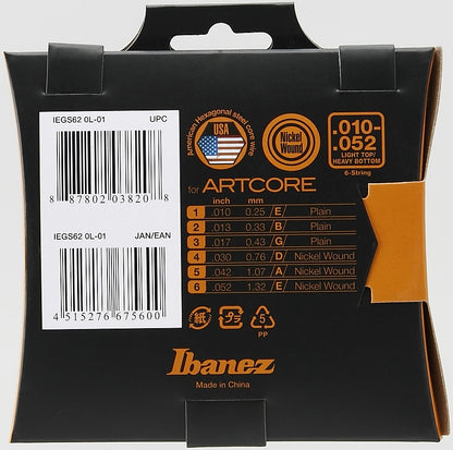IBANEZ Saiten Set für 6 String Artcore E-Gitarre - Light Top/Heavy Bottom