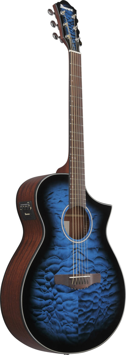 IBANEZ AEWC Acoustic Guitar 6-String - Transparent Blue Sunburst Top & Natural High Gloss Back & Side