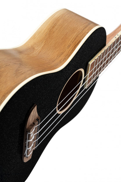 ORTEGA Element Serie Konzert Ukulele 4 String - Spruce / Catalpa Metallic Black + Bag