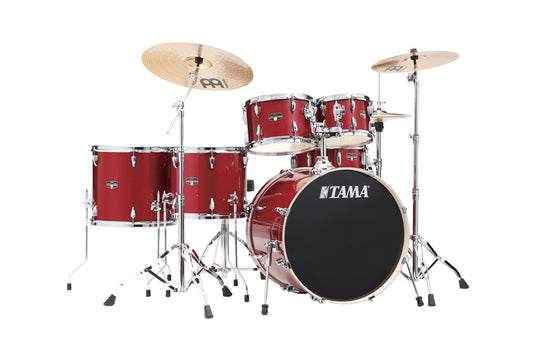 TAMA Imperialstar Drum Set 6 teilig - Burnt Red Mist/Chrom HW + MEINL Cymbals HCS Cymbal Kit/Stage Master Double-Braced Hardware Kit