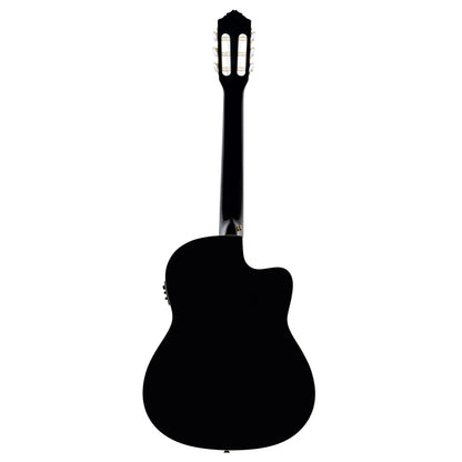 ORTEGA Classical Guitar Family Series Pro 4/4 inclusive Gigbag Thinline Body Slim Neck Lefthand - black