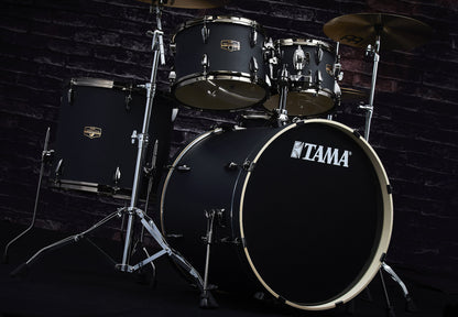 TAMA Imperialstar Drum Set 5 pcs - Blacked Out Black/Black Nickel HW + MEINL Cymbals HCS Cymbal Kit/Stage Master Double-Braced Hardware Kit