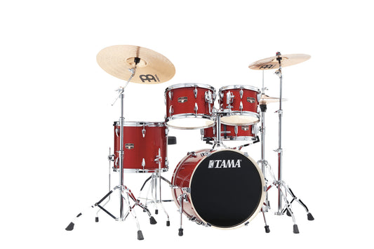 TAMA Imperialstar Drum Set 5 teilig - Burnt Red Mist/Chrom HW + MEINL Cymbals HCS Cymbal Kit/Stage Master Double-Braced Hardware Kit