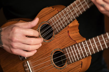 ORTEGA Custom Built Series Double-Neck Tenor Ukulele - Ovangkol Natural + Bag
