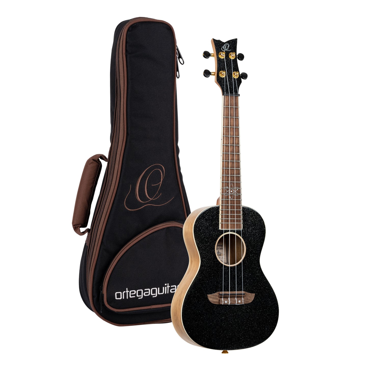 ORTEGA Element Serie Konzert Ukulele 4 String - Spruce / Catalpa Metallic Black + Bag