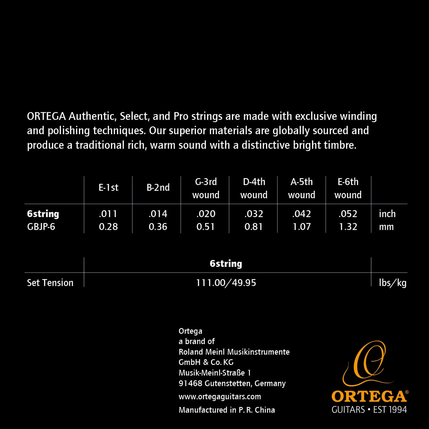 ORTEGA Custom Made Strings Pro - Banjo 6 String