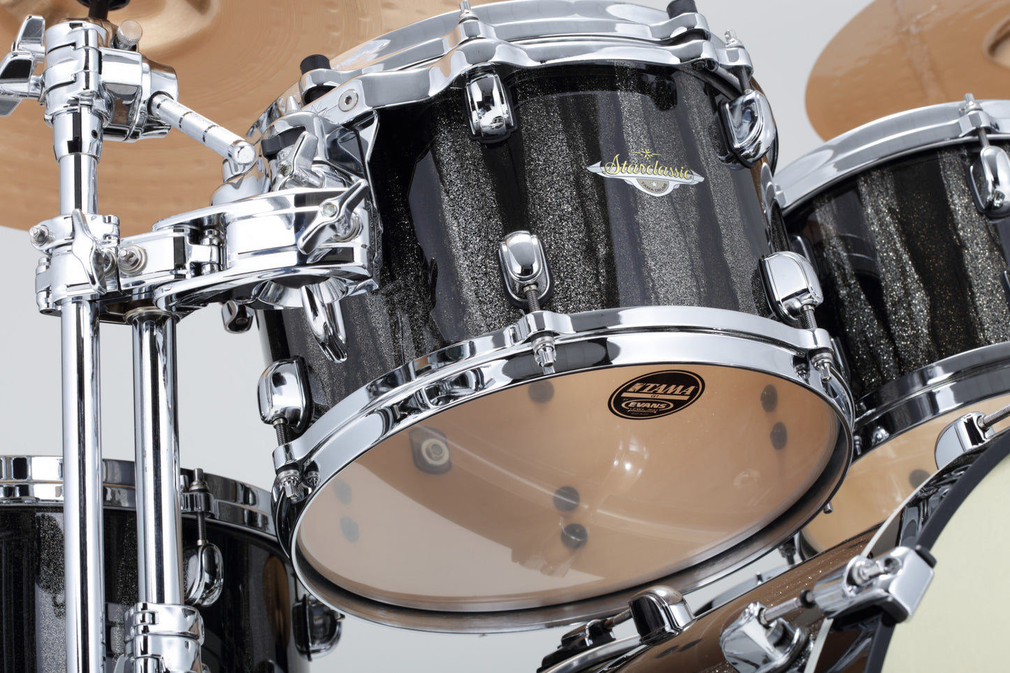 TAMA Starclassic Maple Lacquer Rack Tom 10" x 8" - Black Clouds & Silver Linings/Chrom HW