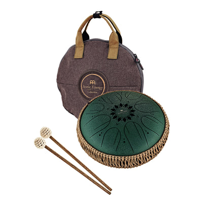 MEINL Sonic Energy Medium Octave Steel Tongue Drum 10" - F# Minor/8 Notes/432 Hz - Dark Green