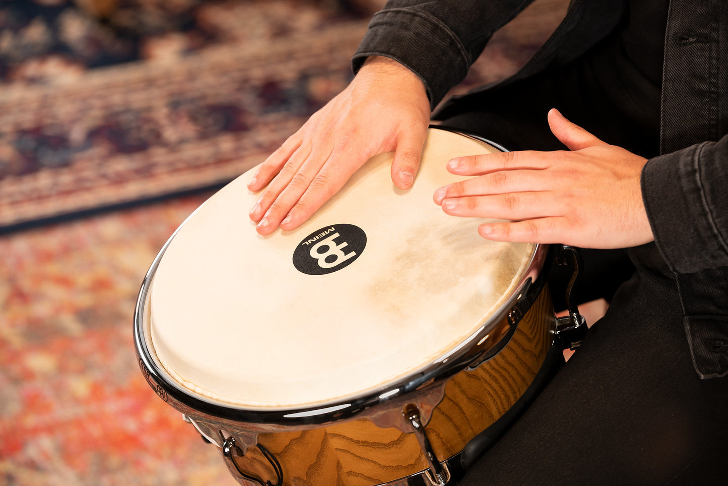 MEINL Percussion Floatune Series Djembe 12" - Zebra Finished Ash Matte