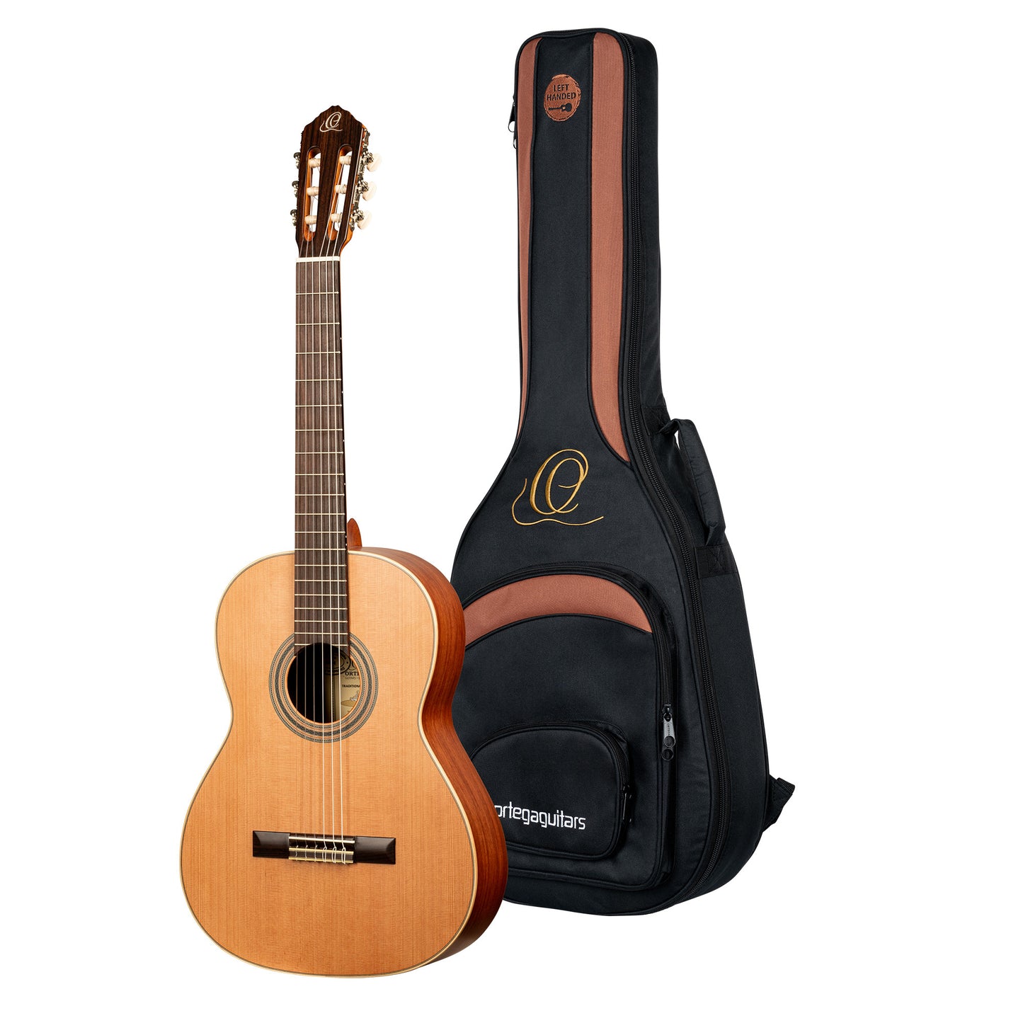 ORTEGA Traditional Series 4/4 Konzertgitarre 6-String, linkshänder + Pro Gigbag