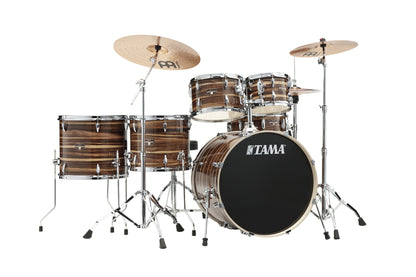 TAMA Imperialstar Drum Set 6 teilig - Coffee Teak Wrap/Chrom HW + MEINL Cymbals HCS Cymbal Kit/Stage Master Double-Braced Hardware Kit