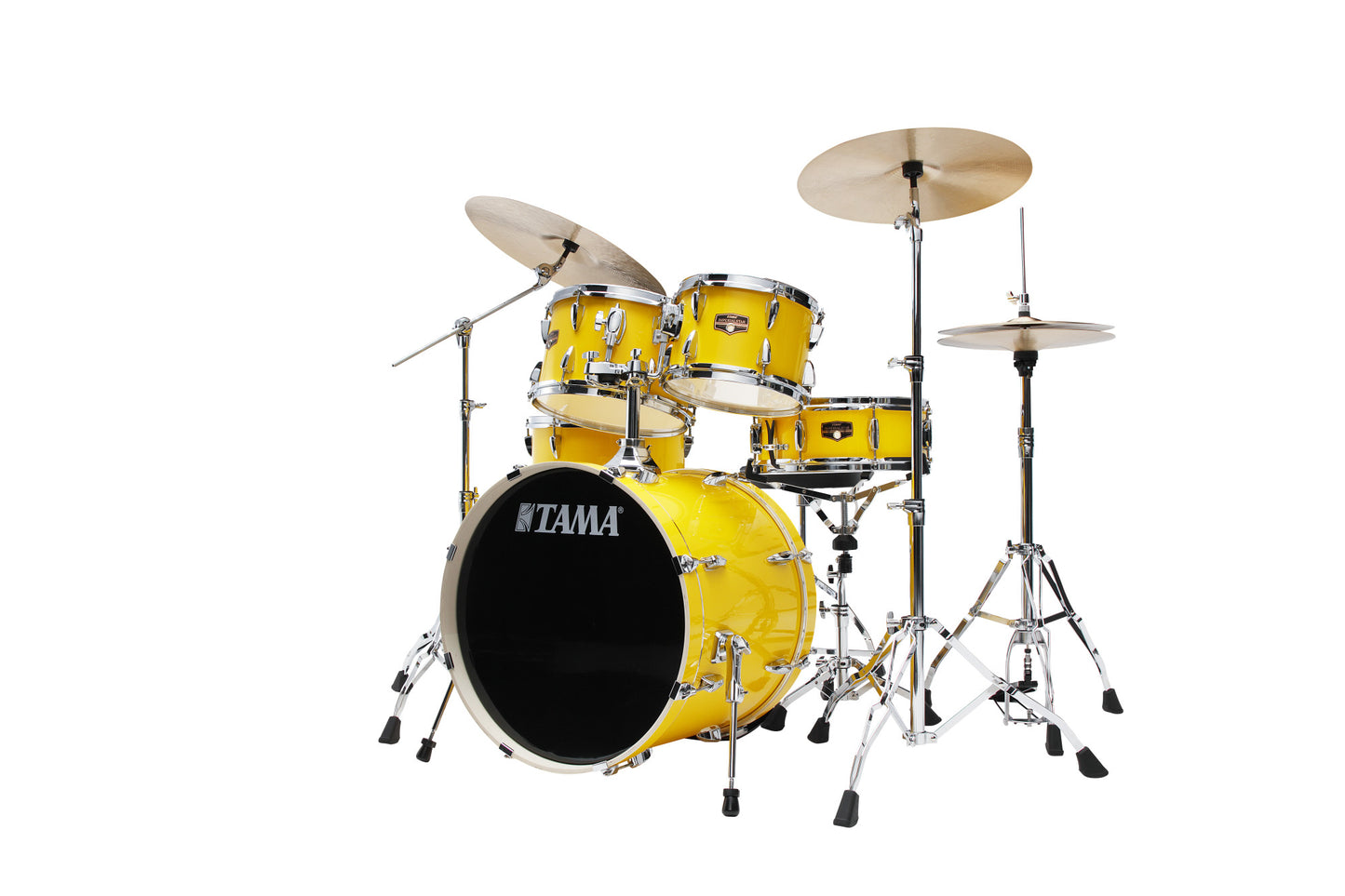 TAMA Imperialstar Drum Set 5 pcs - Electric Yellow/Chrome HW + MEINL Cymbals HCS Cymbal Kit/Stage Master Double-Braced Hardware Kit
