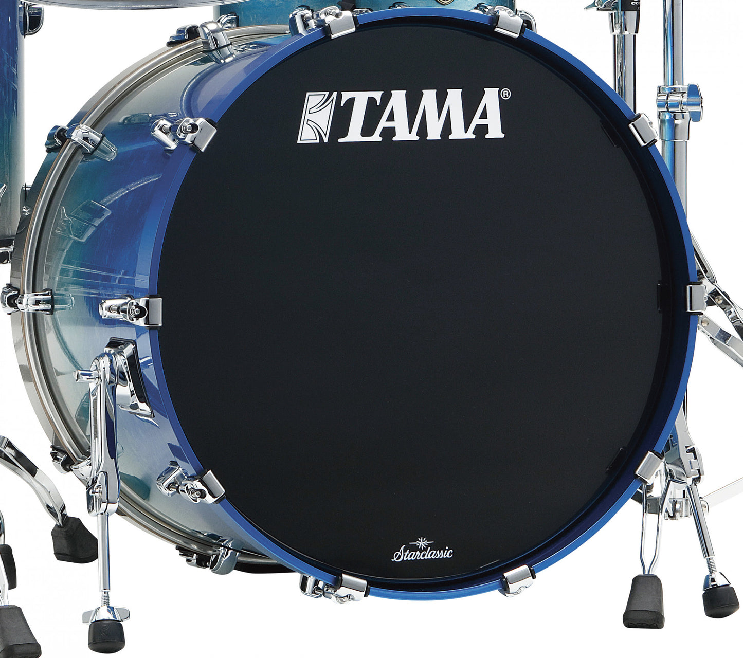 TAMA Starclassic Walnut/Birch Lacquer Bass Drum 22" x 16" - Molten Blue Ice Fade/Chrome HW/with Mount