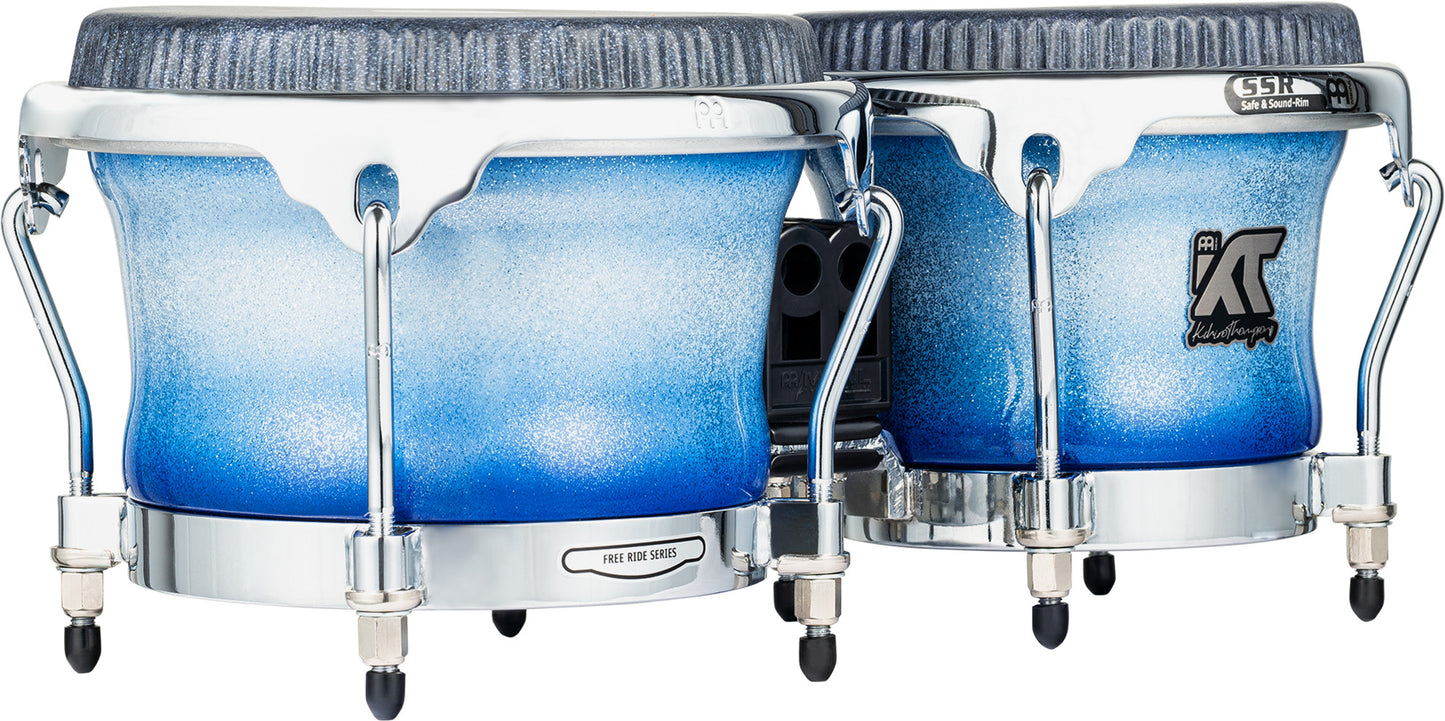 MEINL Percussion Artist Series Bongo William "Kachiro" Thompson, REMO® Black Calfskin Skyndeep Heads - 7" & 8 1/2" Electric Sky