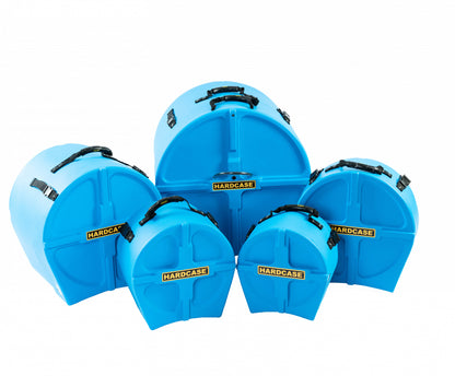 HARDCASE Rock/Fusion Case Set - 22“ Bass Drum, 10“ Tom, 12“ Tom, 16“ Floor Tom, 14“ Snare Drum - Light Blue / fully lined
