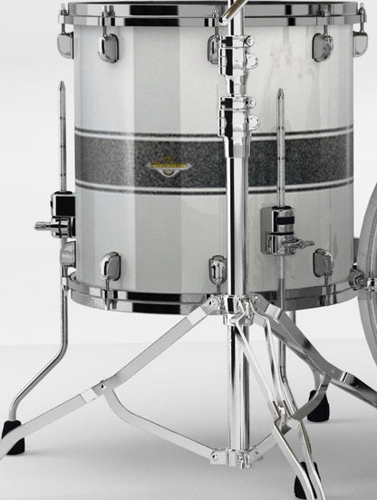 TAMA Starclassic Maple Lacquer Floor Tom 14" x 12" - Silver Snow Racing Stripe/Black Nickel HW