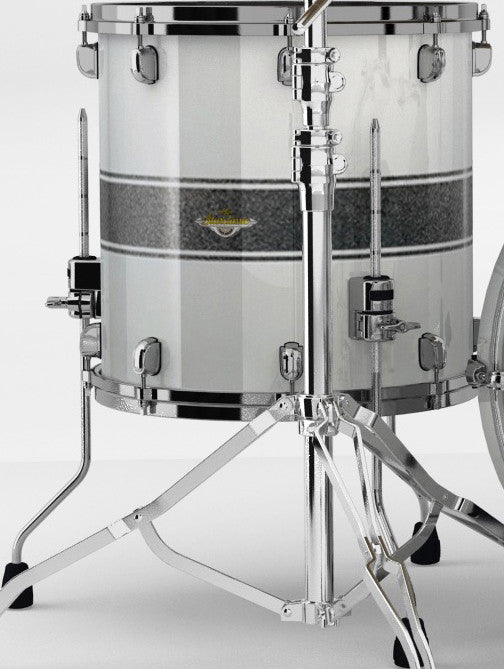 TAMA Starclassic Maple Lacquer Floor Tom 18" x 16" - Silver Snow Racing Stripe/Black Nickel HW