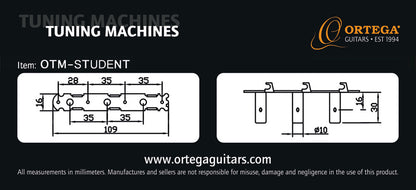 ORTEGA Student Series Guitar Tuning Machines - Chrome/Black