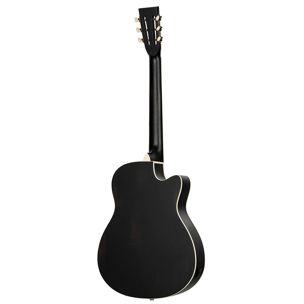ORTEGA Americana Series Resonatorgitarre 6 String Lefty - Distressed Black / Antique Brass HW