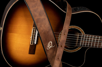 ORTEGA Echtledergitarrengurt - Vintage Cognac
