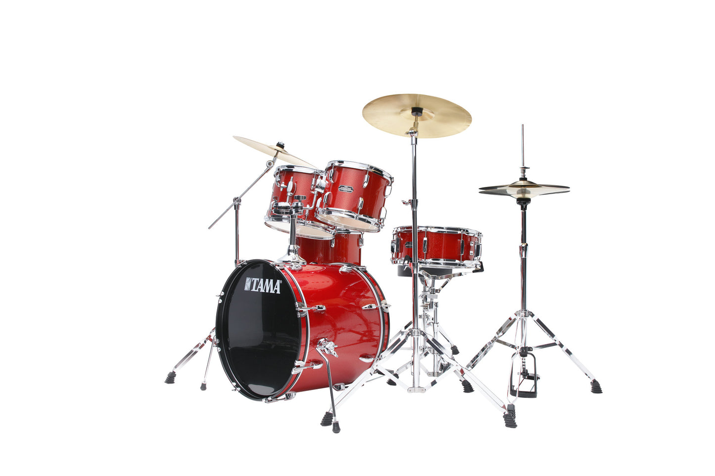 TAMA Stagestar Drum Set 5 teilig (20" BD) - Candy Red Sparkle/Chrom HW + MEINL Cymbals BCS Cymbal Set