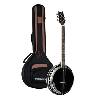 ORTEGA Raven Series Banjo 6 String - Mahogany Black + Bag