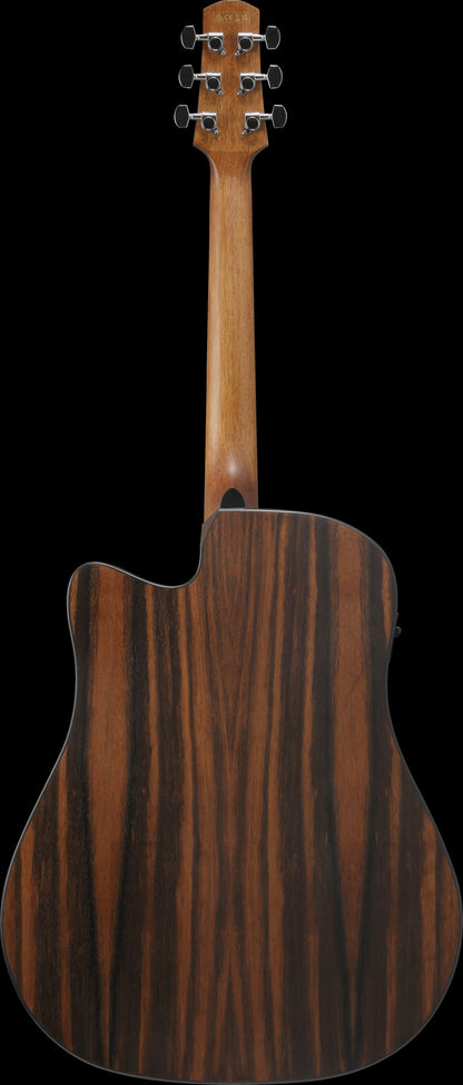 IBANEZ Advanced Acoustic AAD Acoustic Guitar 6-String - Transparent Charcoal Burst Top Natural Open Pore Back & Sides
