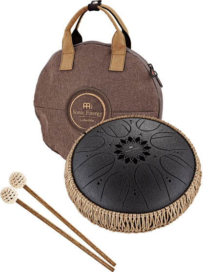 Meinl Sonic Energy Medium Octave Steel Tongue Drum 10“ - H Moll/8 Töne/432 Hz - Schwarz