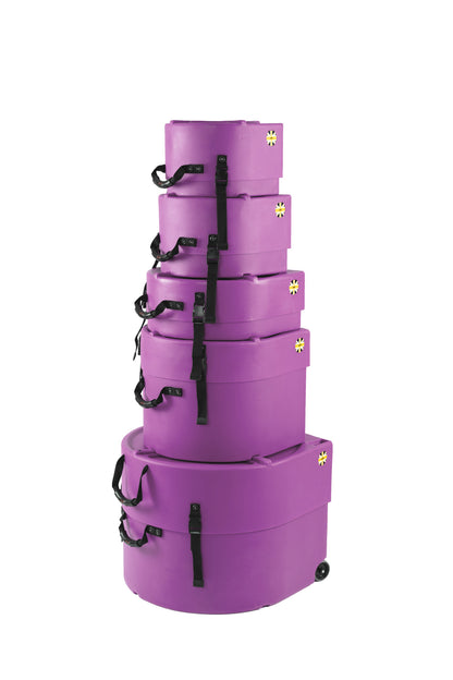 HARDCASE Rock/Fusion Case Set - 22“ Bass Drum, 10“ Tom, 12“ Tom, 16“ Floor Tom, 14“ Snare Drum - Purple / komplett gepolstert