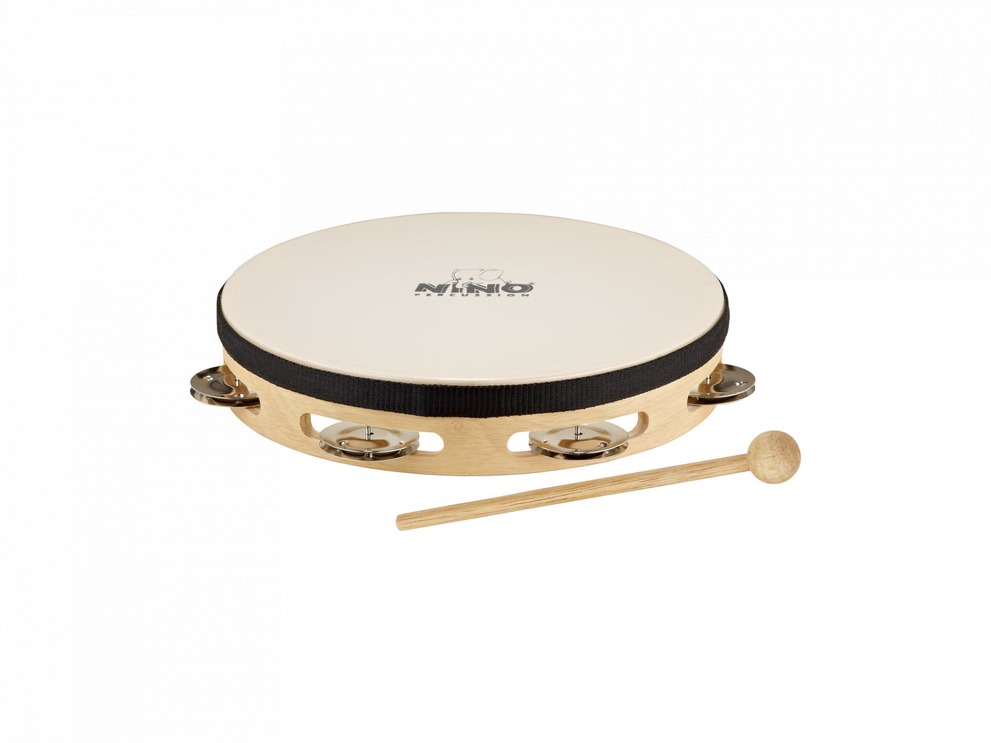 NINO Percussion Headed Wood Tambourine - 8"