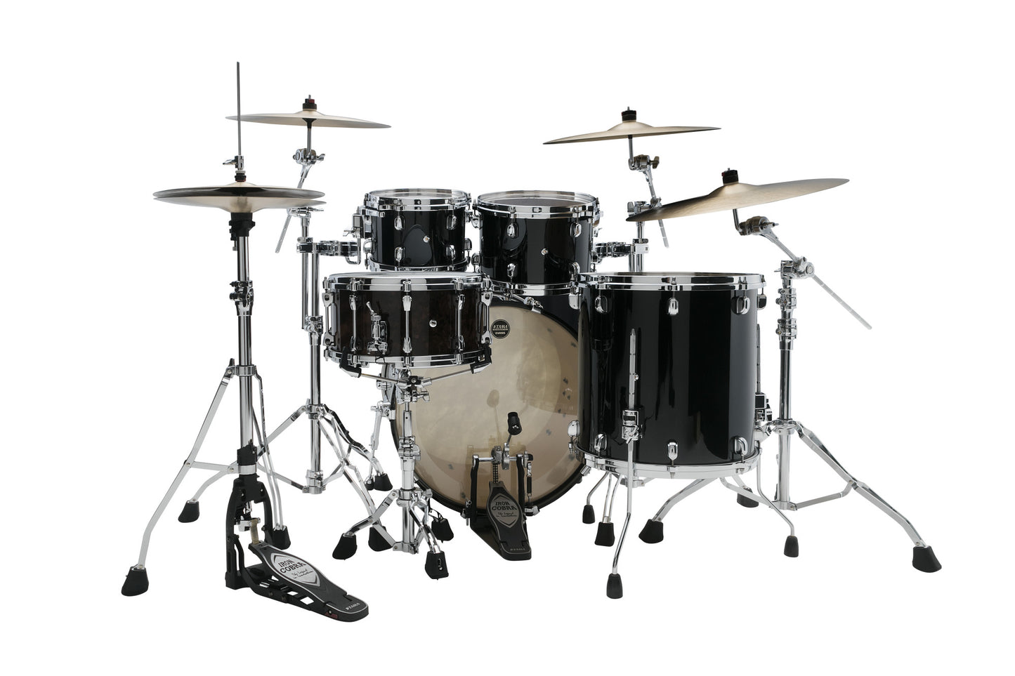 TAMA Starclassic Maple Lacquer Shell Kit 4 pcs - Piano Black/Chrome HW