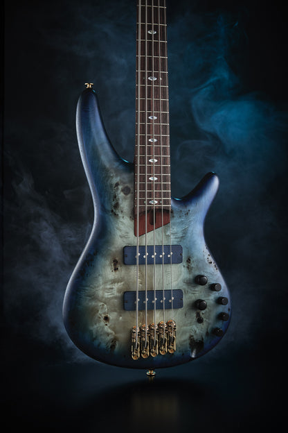 IBANEZ Prestige SR E-Bass 5-String - Ghost Fleet Blue Burst + Koffer