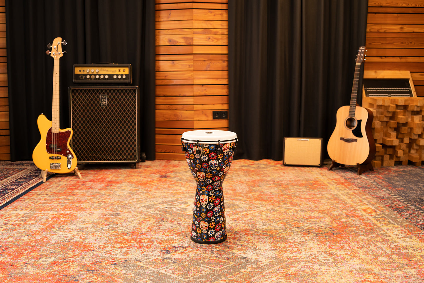 MEINL Percussion Alpine Series Synthetic Djembe - 10" Day of the Dead Finish
