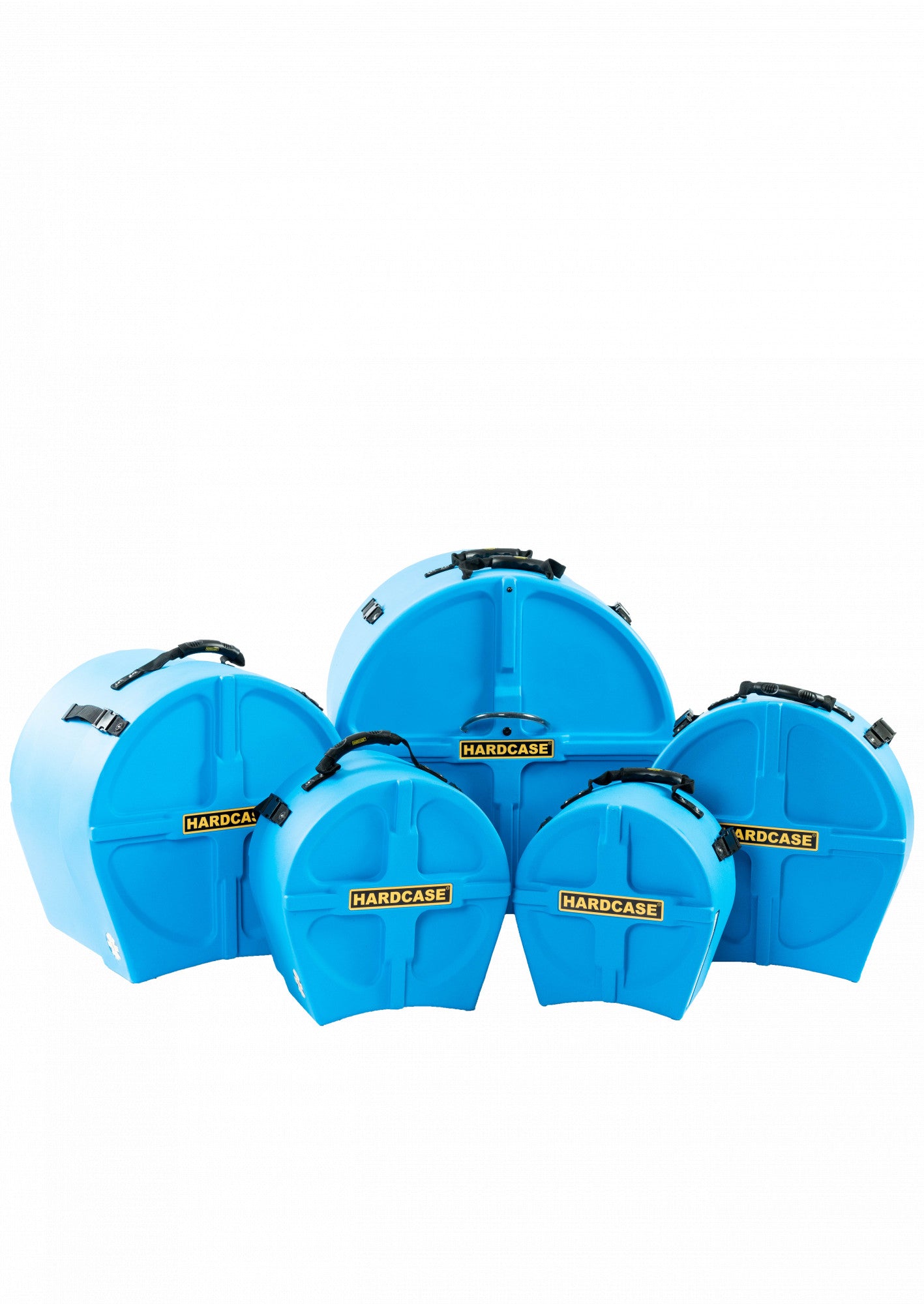 HARDCASE Rock/Fusion Case Set- 22“ Bass Drum, 10“ Tom, 12“ Tom, 14“ Floor Tom, 16“ Floor Tom, 14“ Snare Drum - Light Blue / komplett gepolstert