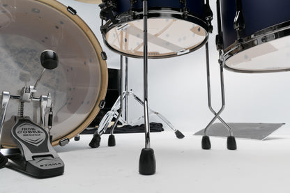 TAMA Superstar Hyper-Drive Duo Kit 4pcs - with 14" x 10" Duo Snare - Satin Blue Vertical Stripe / Black Nickel HW