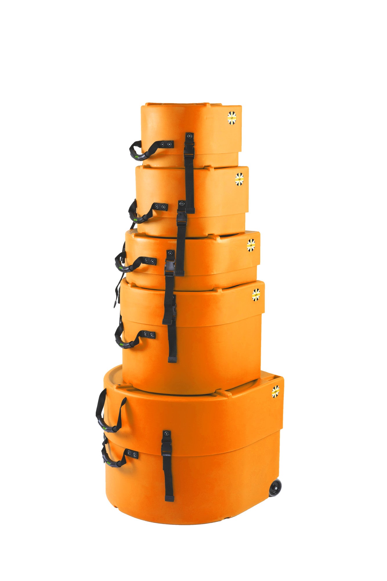 HARDCASE Rock/Fusion Case Set- 22“ Bass Drum, 10“ Tom, 12“ Tom, 14“ Floor Tom, 16“ Floor Tom, 14“ Snare Drum - Orange / fully lined