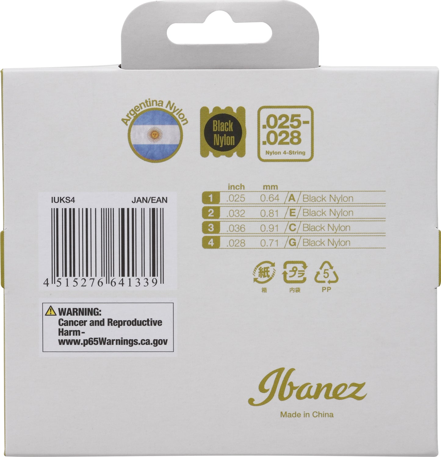 IBANEZ Saiten Set für 4 String Sopran/Konzert Ukulele