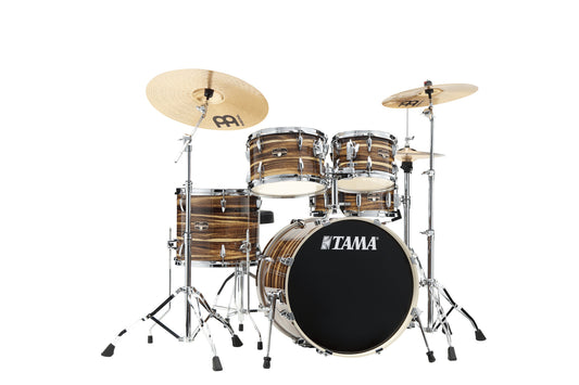TAMA Imperialstar Drum Set 5 teilig - Coffee Teak Wrap/Chrom HW + MEINL Cymbals HCS Cymbal Kit/Stage Master Double-Braced Hardware Kit