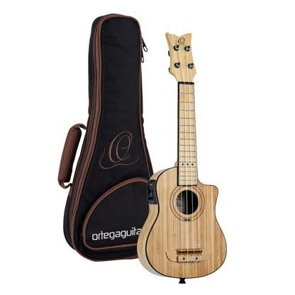 ORTEGA Bamboo Series Soprano Ukulele 4 String - Solid Bamboo Natural + Bag