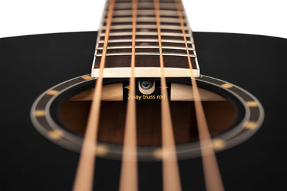 ORTEGA Deep Series 7 Medium Scale Acoustic Bass 4 String - Spruce / Mahogany Satin Black