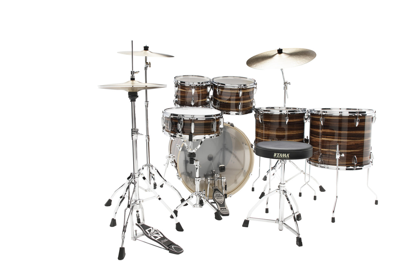 TAMA Imperialstar Drum Set 6 teilig - Coffee Teak Wrap/Chrom HW + MEINL Cymbals HCS Cymbal Kit/Stage Master Double-Braced Hardware Kit