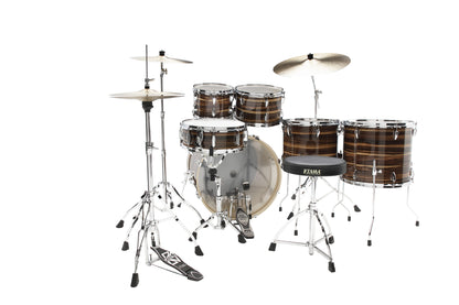 TAMA Imperialstar Drum Set 6 teilig - Coffee Teak Wrap/Chrom HW + MEINL Cymbals HCS Cymbal Kit/Stage Master Double-Braced Hardware Kit