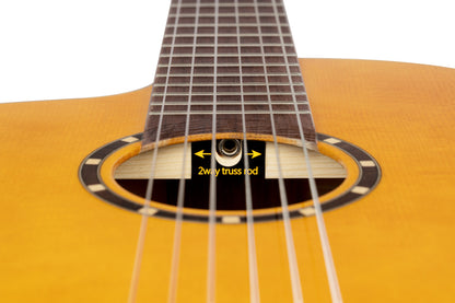 ORTEGA Family Series Pro 4/4 Konzertgitarre 6 String Lefty - Massive Fichte / Cypress Gloss Stain Yellow + Bag