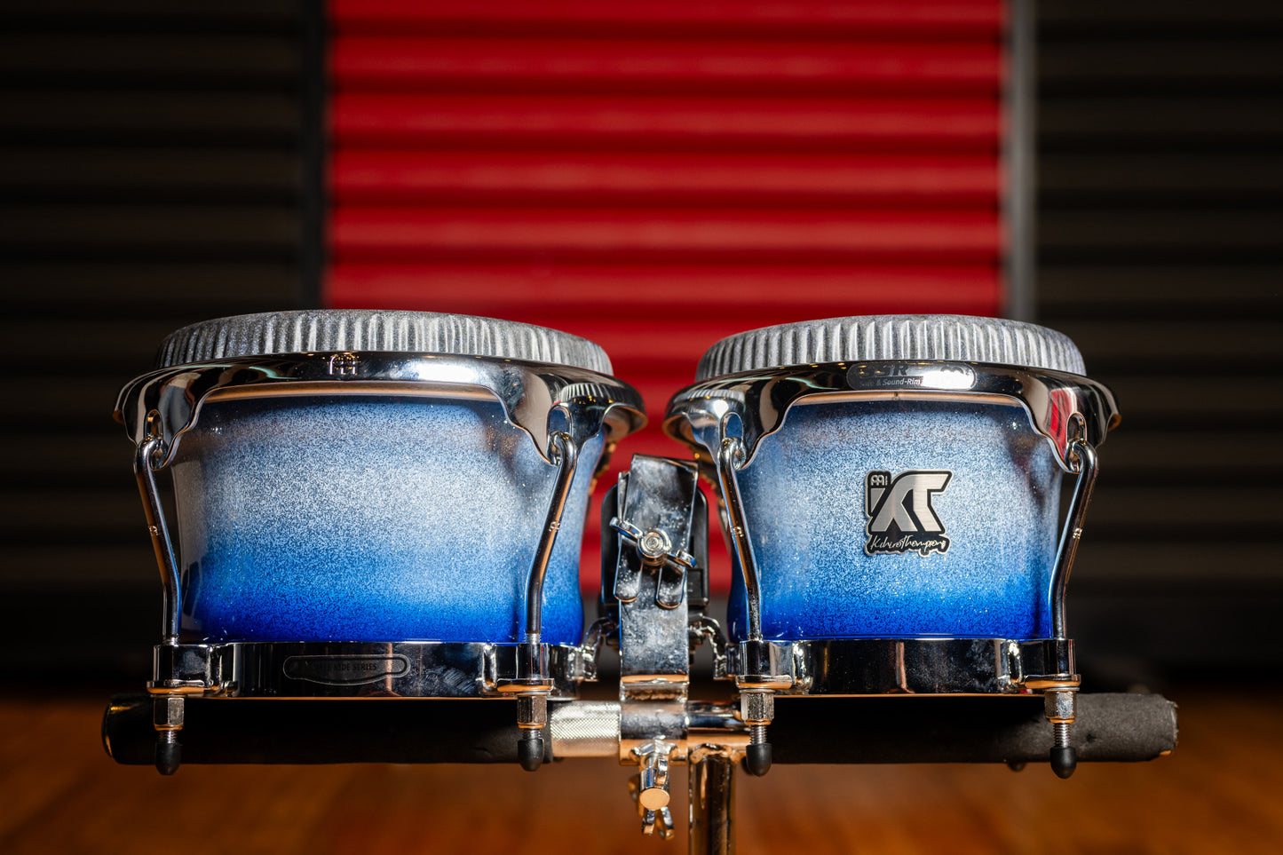 MEINL Percussion Artist Series Bongo William "Kachiro" Thompson, REMO® Black Calfskin Skyndeep Heads - 7" & 8 1/2" Electric Sky