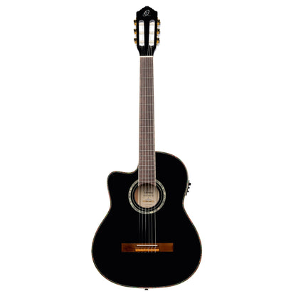 ORTEGA Classical Guitar Family Series Pro 4/4 inclusive Gigbag Thinline Body Slim Neck Lefthand - black