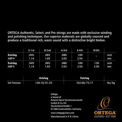 ORTEGA Custom Made Strings Pro - Acoustic Bass 4 String